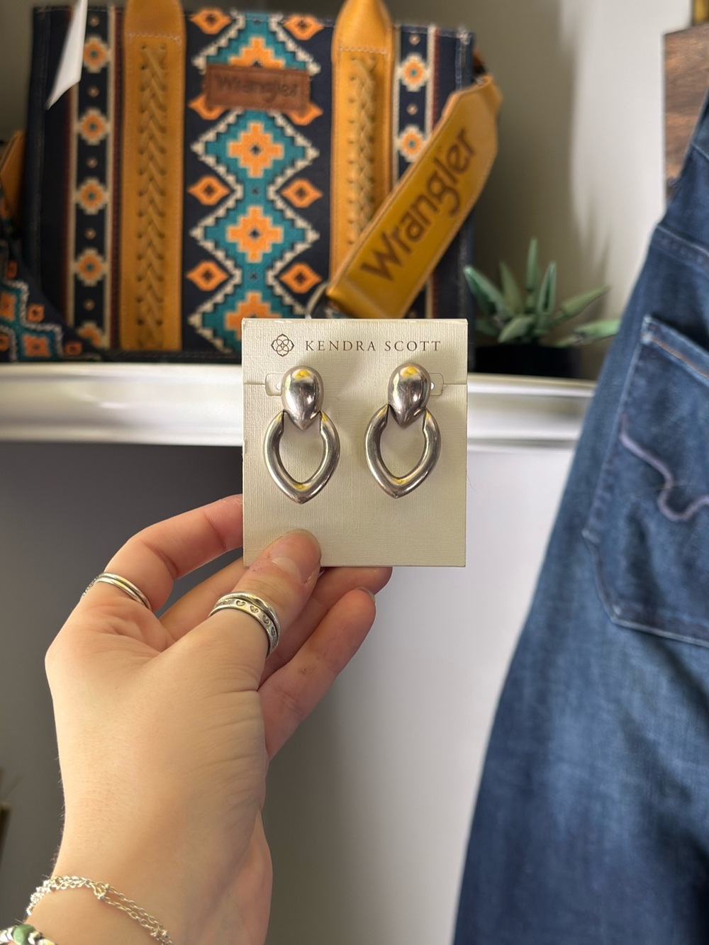 Vintage 925 Sterling Silver Boho Western Statement Chunky Dangly Earrings